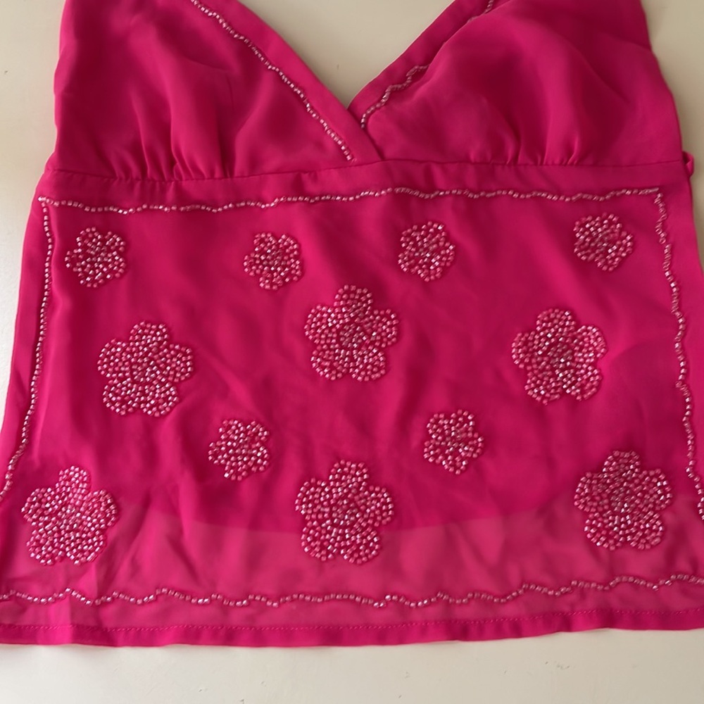 EDIKTED Pink Beaded Floral Tank Top - Picture 2 of 6